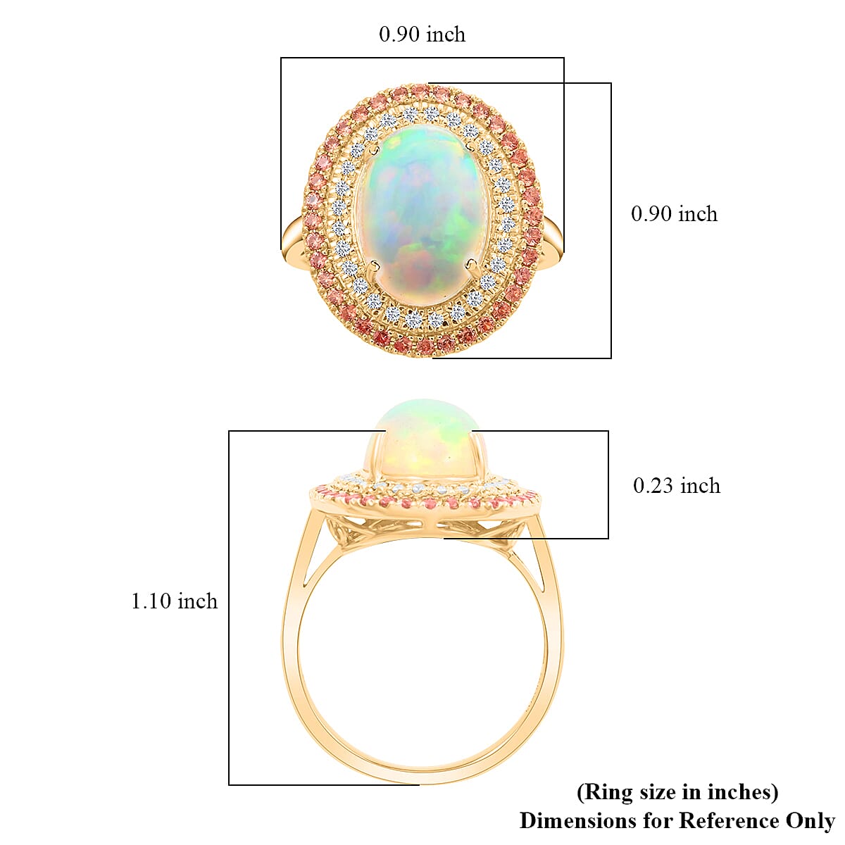 Certified & Appraised Luxoro 14K Yellow Gold AAA Ethiopian Welo Opal, Songea Sapphire and G-H I2 Diamond Ring (Size 10.0) 6.20 Grams 4.50 ctw