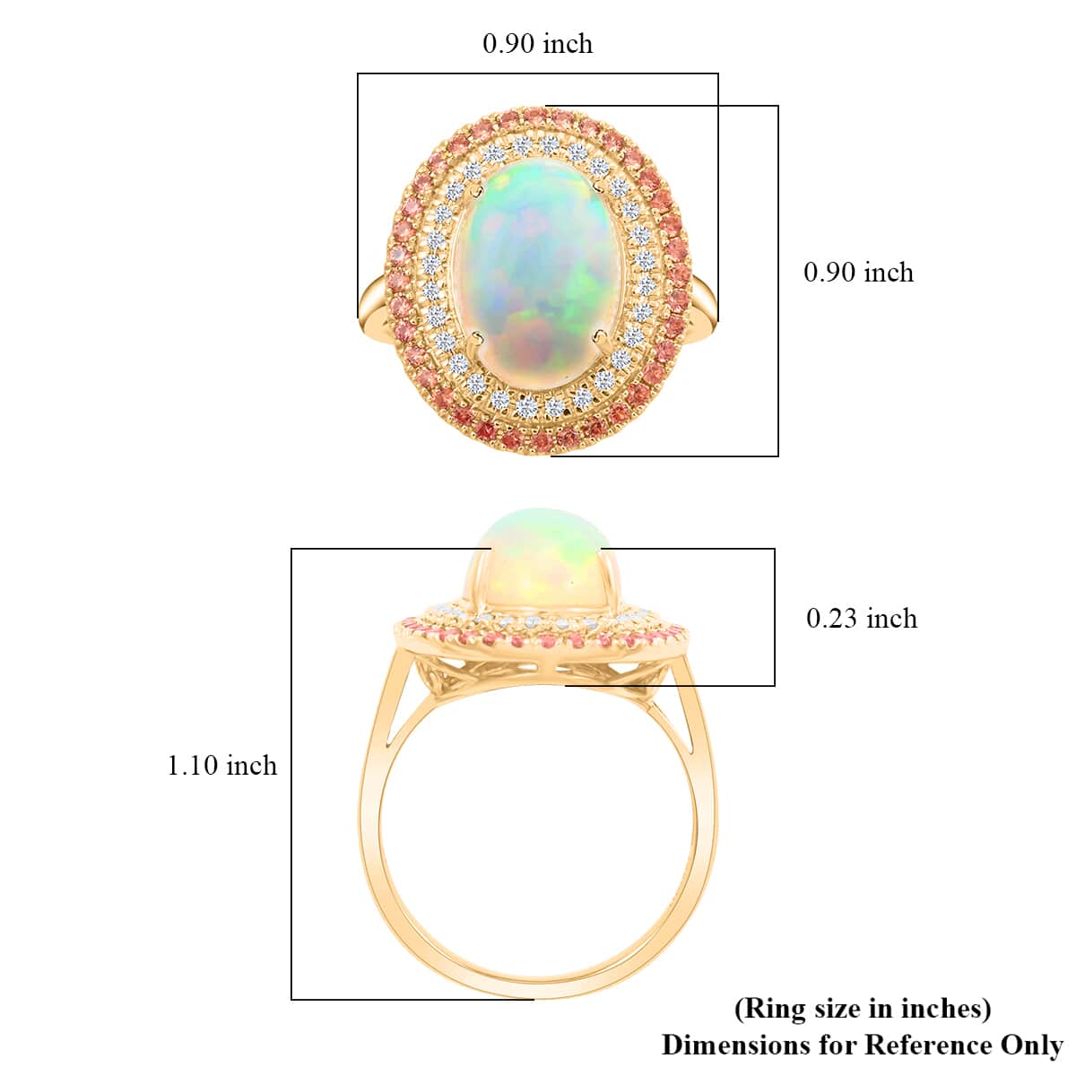 Certified & Appraised Luxoro 14K Yellow Gold AAA Ethiopian Welo Opal, Songea Sapphire and G-H I2 Diamond Ring (Size 7.0) 6.20 Grams 4.50 ctw image number 5