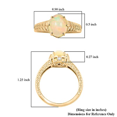 Certified & Appraised Luxoro 10K Yellow Gold AAA Ethiopian Welo Opal, Diamond (G-H, I2) Ring (Size 11.0) (4.10 g) 2.10 ctw
