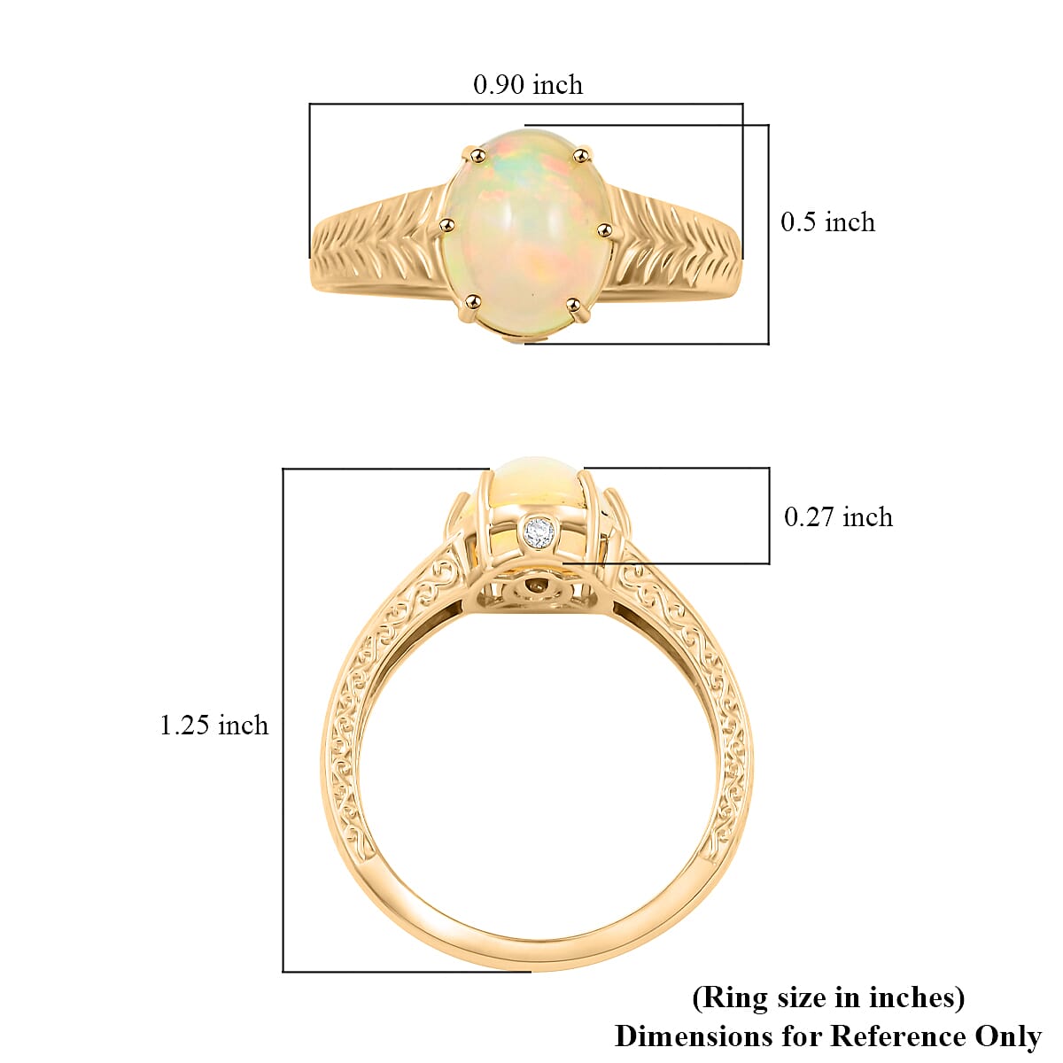 Certified & Appraised Luxoro 10K Yellow Gold AAA Ethiopian Welo Opal and G-H I2 Diamond Ring (Size 9.0) 4.10 Grams 2.10 ctw image number 5