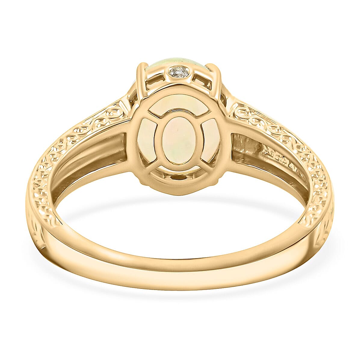 Certified & Appraised Luxoro 10K Yellow Gold AAA Ethiopian Welo Opal, Diamond (G-H, I2) Ring (Size 9.5) (4.10 g) 2.10 ctw image number 4