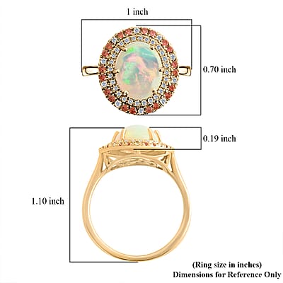 Certified & Appraised Luxoro 10K Yellow Gold AAA Ethiopian Welo Opal, Songea Sapphire and G-H I2 Diamond Ring (Size 10.0) 2.75 ctw