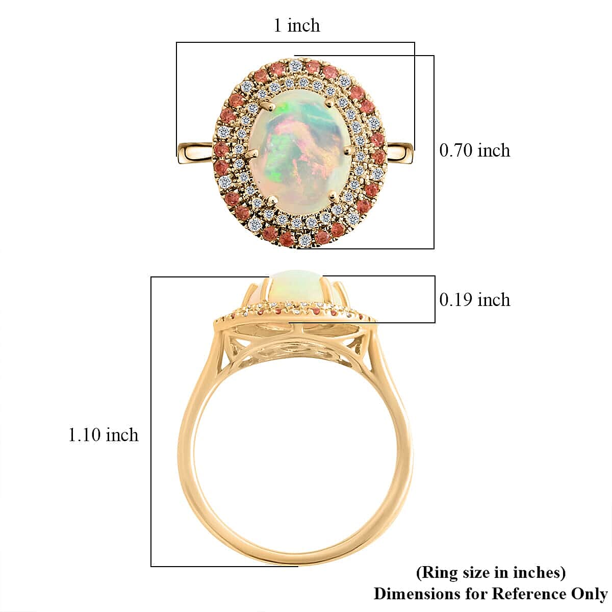 Certified & Appraised Luxoro 10K Yellow Gold AAA Ethiopian Welo Opal, Songea Sapphire, Diamond (G-H, I2) (0.25 cts) Ring (Size 5.5) 2.75 ctw