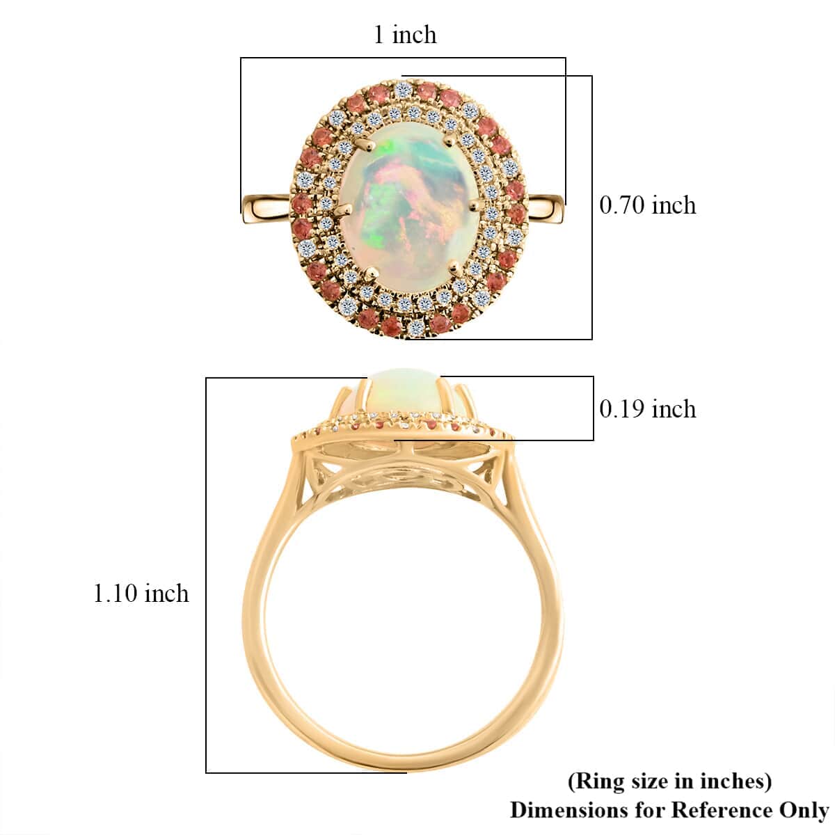 Certified & Appraised Luxoro 10K Yellow Gold AAA Ethiopian Welo Opal, Songea Sapphire and G-H I2 Diamond Ring (Size 6.0) 2.75 ctw image number 5
