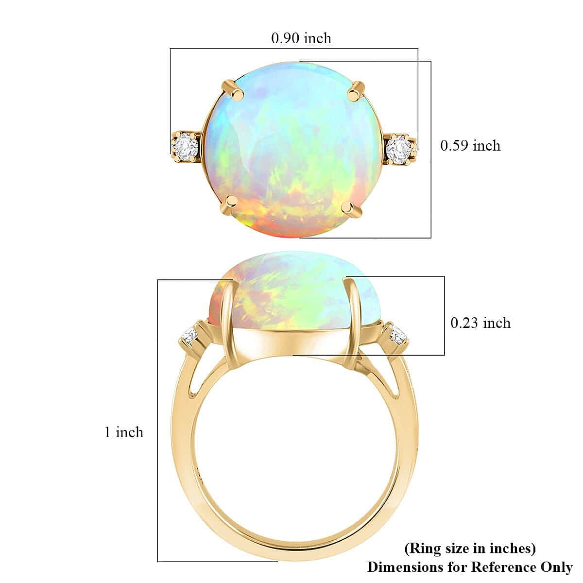 Certified & Appraised Luxoro AAA Ethiopian Welo Opal and G-H I2 Diamond 7.25 ctw Ring in 14K Yellow Gold (Size 5.5)