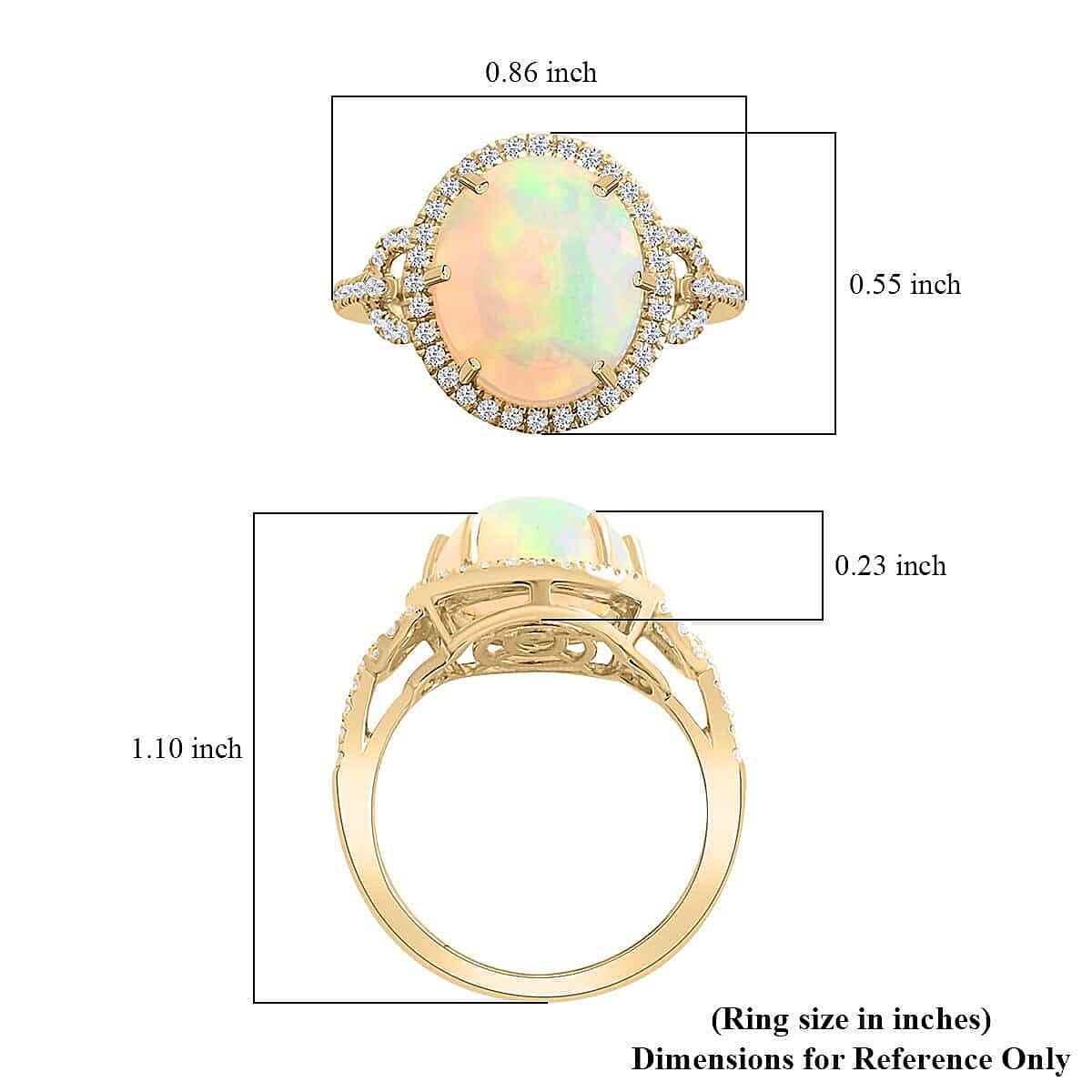Certified & Appraised Luxoro 10K Yellow Gold AAA Ethiopian Welo Opal and G-H I2 Diamond Ring (Size 10.0) 3.65 ctw