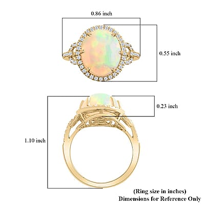 Certified & Appraised Luxoro 10K Yellow Gold AAA Ethiopian Welo Opal and G-H I2 Diamond Ring (Size 10.0) 3.65 ctw