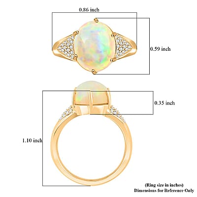 Certified & Appraised Luxoro AAA Ethiopian Welo Opal and Diamond I2 2.80 ctw Ring in 10K Yellow Gold (Size 10.0)