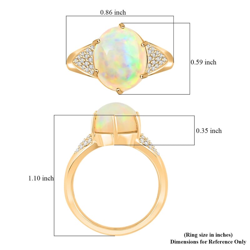 Certified & Appraised Luxoro AAA Ethiopian Welo Opal and Diamond I2 2.80 ctw Ring in 10K Yellow Gold (Size 10.0)