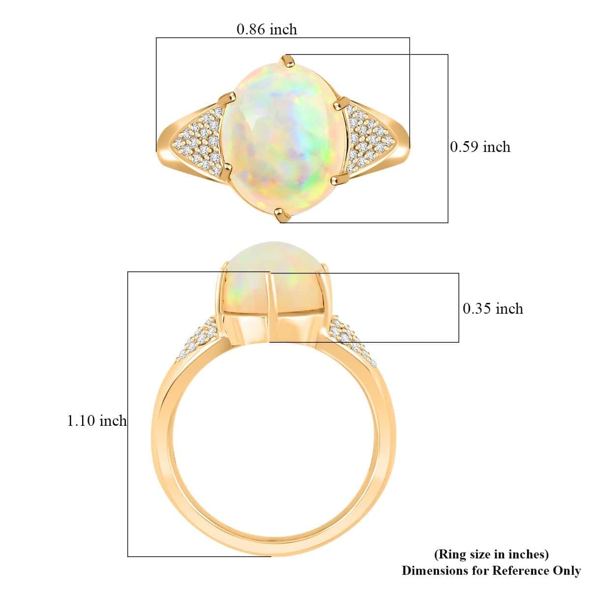 Certified & Appraised Luxoro 10K Yellow Gold AAA Ethiopian Welo Opal, Diamond (G-H, I2) (0.15 cts) Ring (Size 11.0) 2.80 ctw image number 5