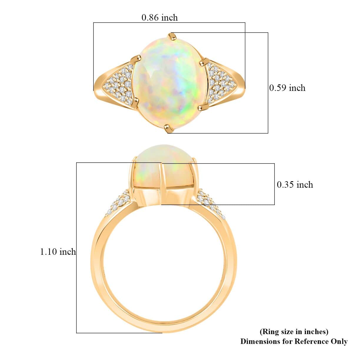 Doorbuster Certified & Appraised Luxoro 10K Yellow Gold AAA Ethiopian Welo Opal and G-H I2 Diamond Ring (Size 6.0) 2.80 ctw image number 5