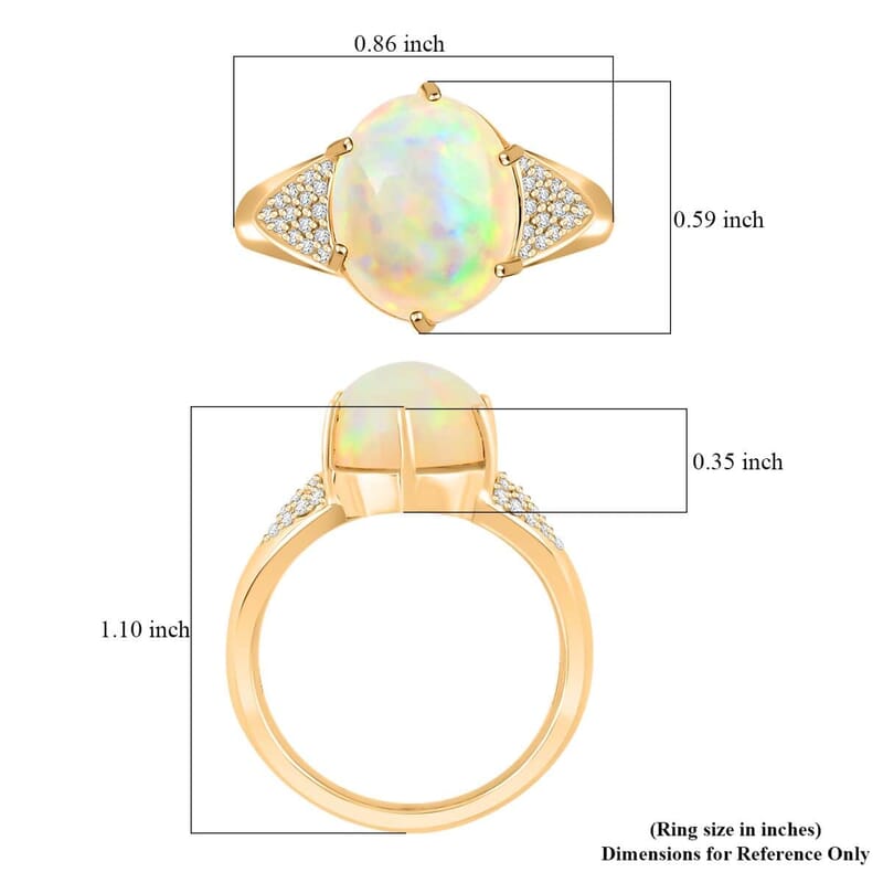 Certified & Appraised Luxoro 10K Yellow Gold AAA Ethiopian Welo Opal, Diamond (G-H, I2) (0.15 cts) Ring (Size 7.5) 2.80 ctw