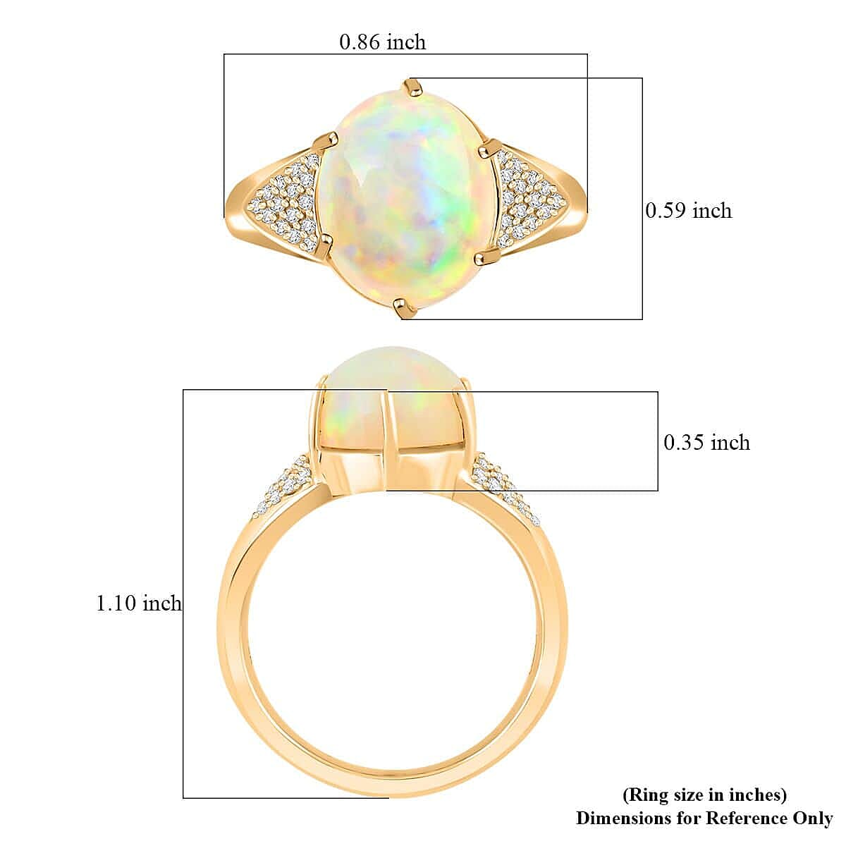 Certified & Appraised Luxoro 10K Yellow Gold AAA Ethiopian Welo Opal, Diamond (G-H, I2) (0.15 cts) Ring (Size 8.5) 2.80 ctw image number 5