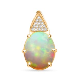 Certified & Appraised Luxoro 10K Yellow Gold AAA Ethiopian Welo Opal and G-H I2 Diamond Pendant 2.70 ctw