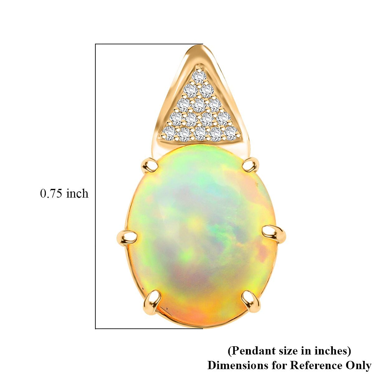 Certified & Appraised Luxoro 10K Yellow Gold AAA Ethiopian Welo Opal and G-H I2 Diamond Pendant without Chain 2.70 ctw