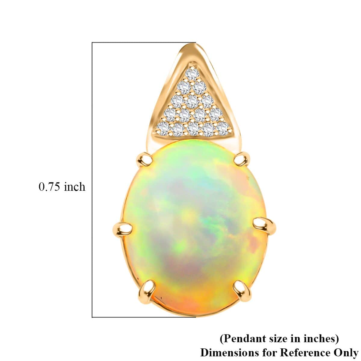 Certified & Appraised Luxoro 10K Yellow Gold AAA Ethiopian Welo Opal and G-H I2 Diamond Pendant 2.70 ctw image number 4