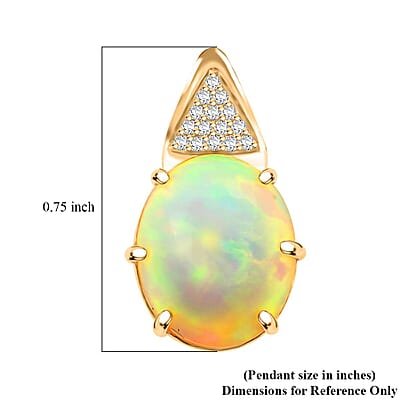 Certified & Appraised Luxoro 10K Yellow Gold AAA Ethiopian Welo Opal and G-H I2 Diamond Pendant without Chain 2.70 ctw