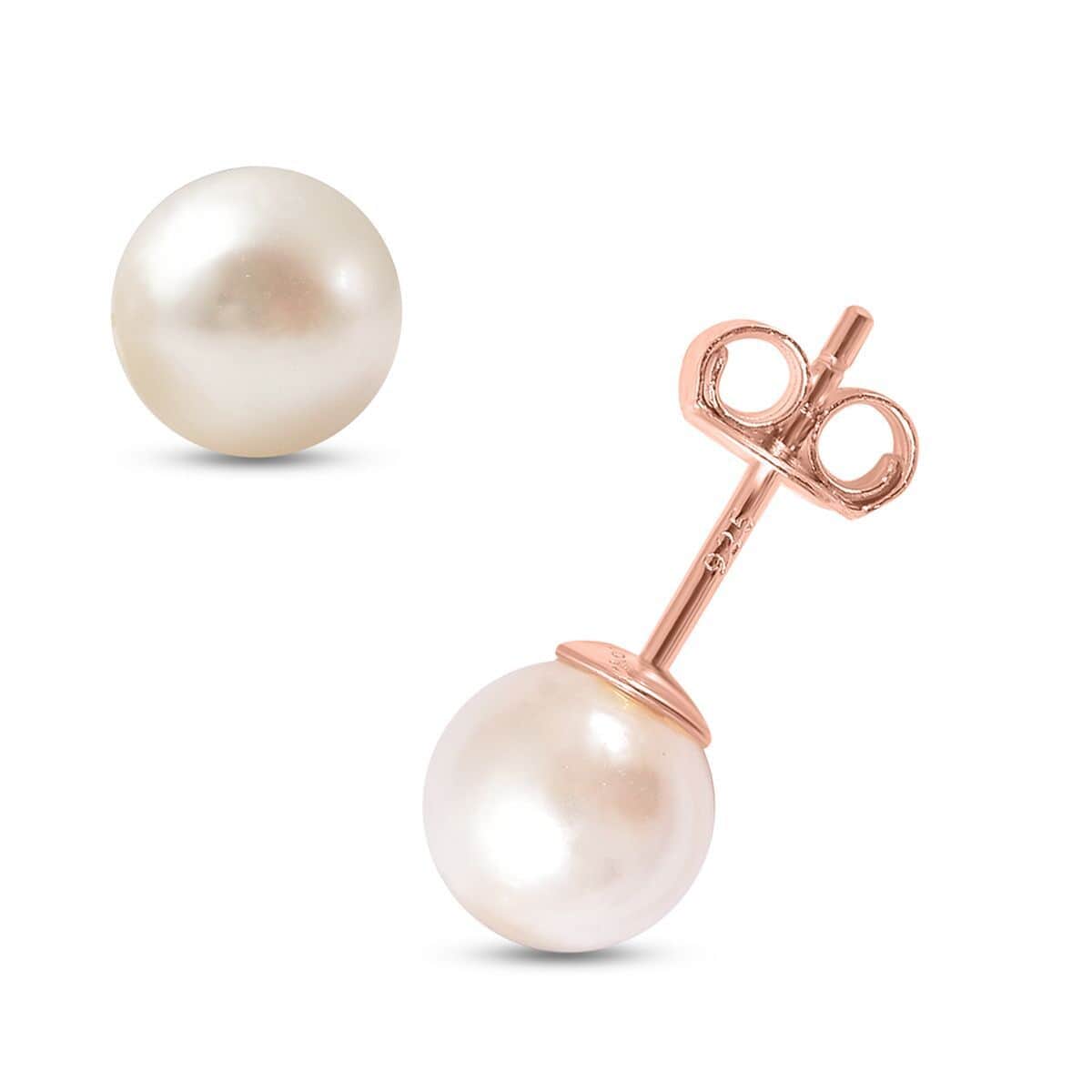 Japanese Akoya Pearl Stud Earrings in 14K Rose Gold Over Sterling Silver image number 0