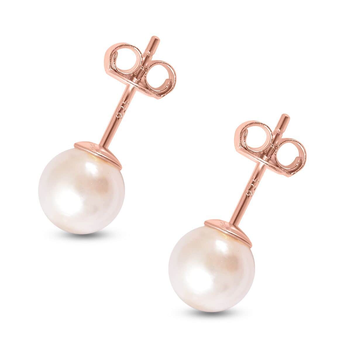 Japanese Akoya Pearl Stud Earrings in 14K Rose Gold Over Sterling Silver image number 3