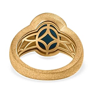 Sleeping Beauty Turquoise 4.25 ctw Ring in 18K Vermeil Yellow Gold Over Sterling Silver (Size 6.5)