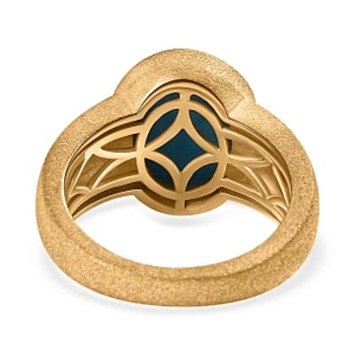 Sleeping Beauty Turquoise 4.25 ctw Ring in 18K Vermeil Yellow Gold Over Sterling Silver (Size 6.5)