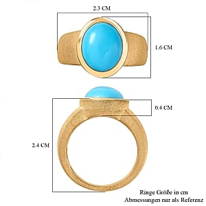Sleeping Beauty Turquoise 4.25 ctw Ring in 18K Vermeil Yellow Gold Over Sterling Silver (Size 6.5)
