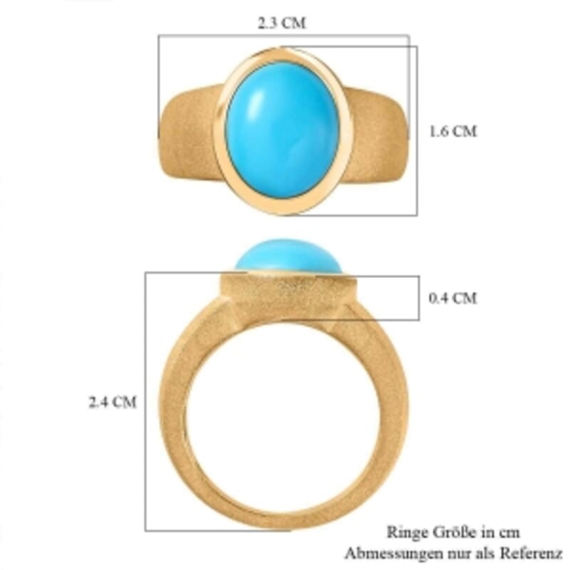 Sleeping Beauty Turquoise 4.25 ctw Ring in 18K Vermeil Yellow Gold Over Sterling Silver (Size 6.5)