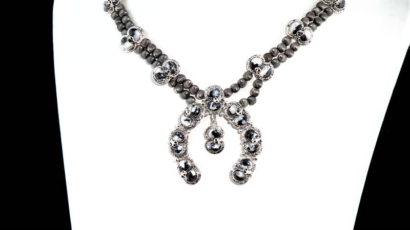 Artisan Crafted White Buffalo 26.75 ctw Snake Squash Blossom Necklace 18-20 Inches in Sterling Silver