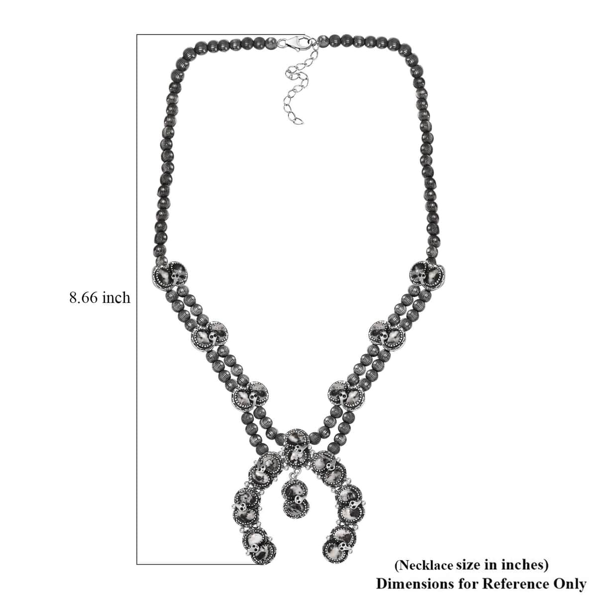 Artisan Crafted White Buffalo Snake Squash Blossom Necklace 18-20 Inches in Sterling Silver 26.75 ctw image number 4
