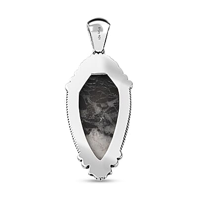Artisan Crafted White Buffalo Pendant in Sterling Silver 16.00 ctw