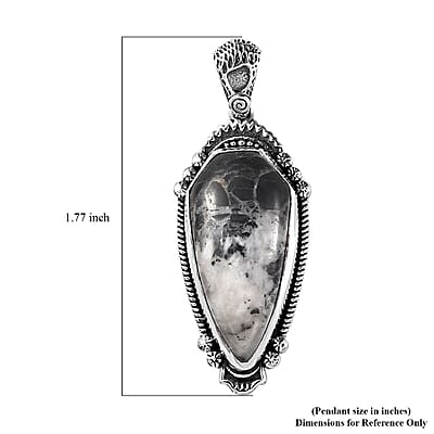 Artisan Crafted White Buffalo Pendant in Sterling Silver 16.00 ctw