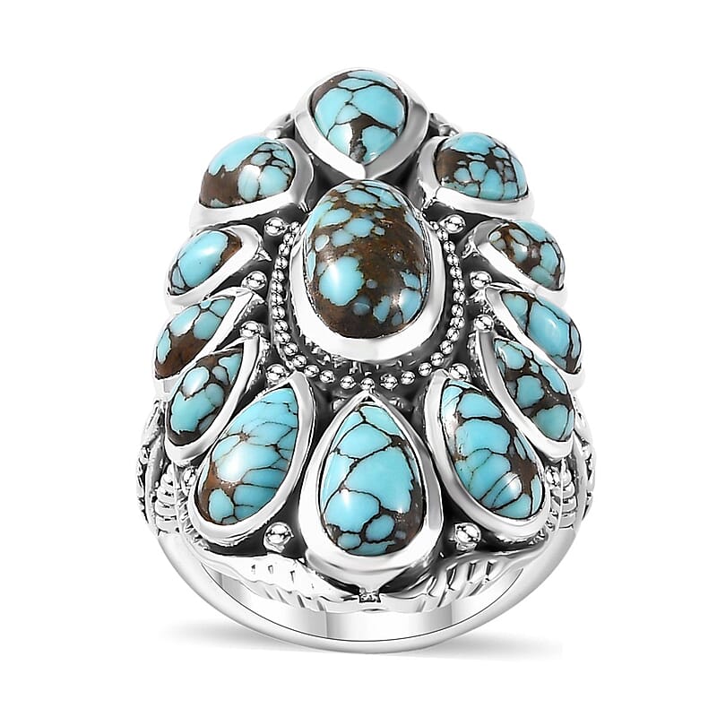 Artisan Crafted Blue Moon Turquoise Ring in Sterling Silver (Size 10.0) 9.75 ctw