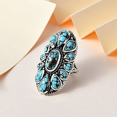 Artisan Crafted Blue Moon Turquoise Ring in Sterling Silver (Size 10.0) 9.75 ctw