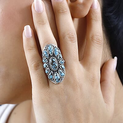 Artisan Crafted Blue Moon Turquoise Ring in Sterling Silver (Size 10.0) 9.75 ctw