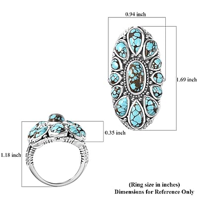 Artisan Crafted Blue Moon Turquoise Ring in Sterling Silver (Size 10.0) 9.75 ctw
