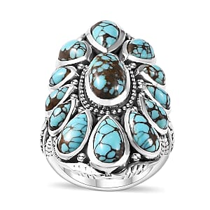 Artisan Crafted Blue Moon Turquoise Ring in Sterling Silver (Size 6.0) 9.75 ctw