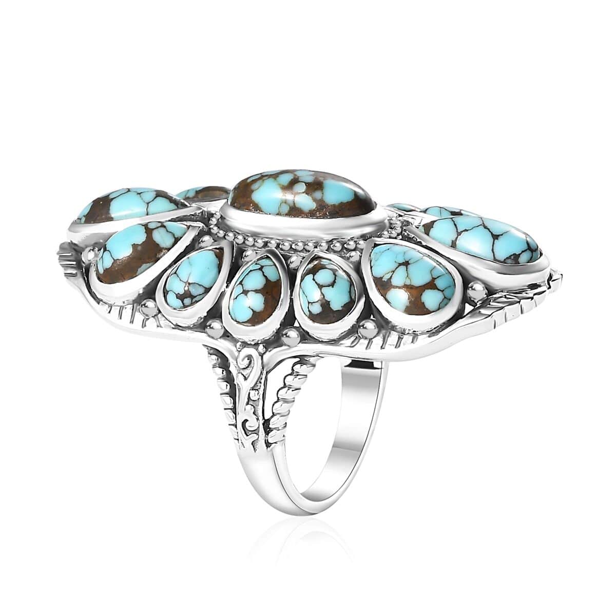 Artisan Crafted Blue Moon Turquoise Ring in Sterling Silver (Size 7.0) 9.75 ctw image number 3