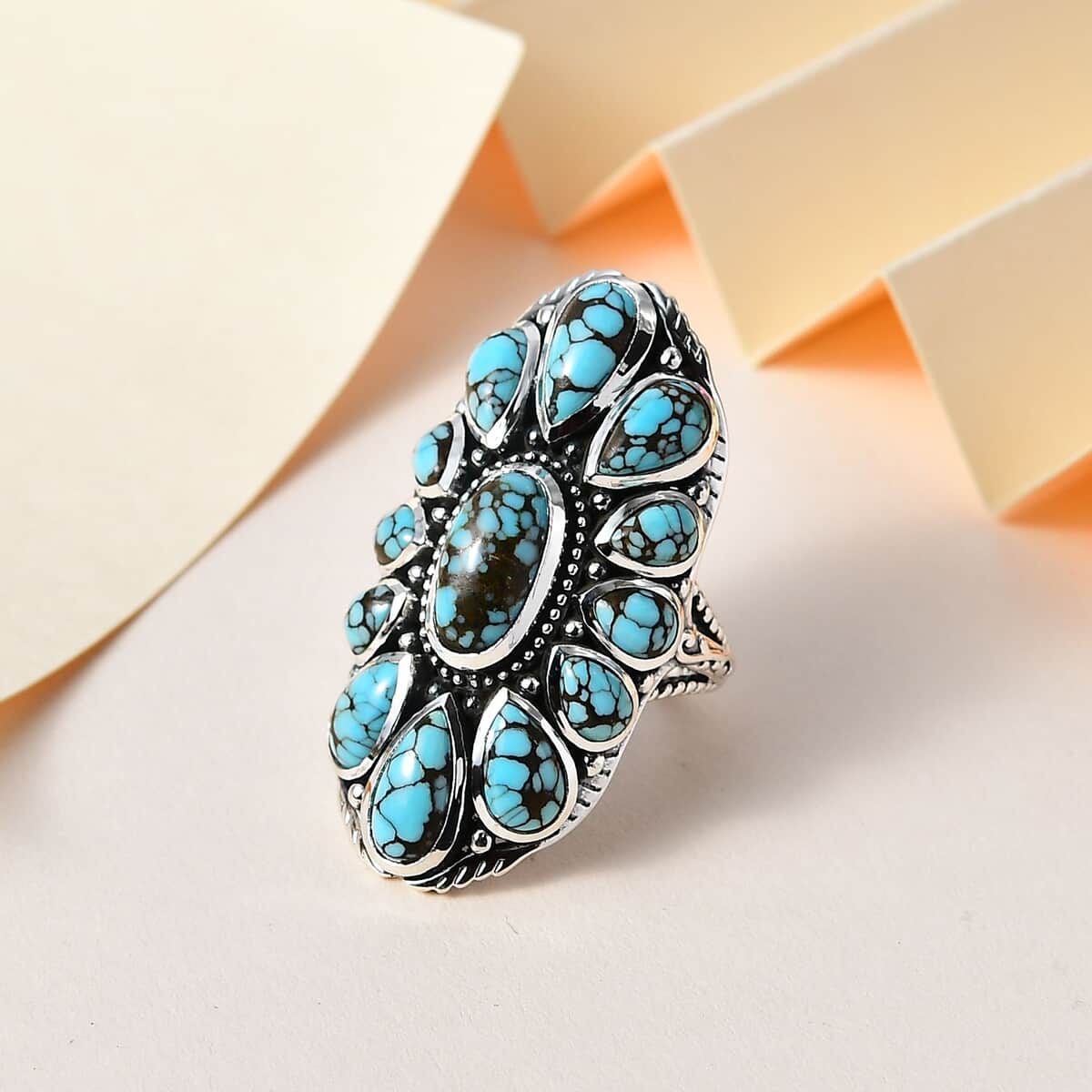 Artisan Crafted Blue Moon Turquoise Ring in Sterling Silver (Size 8.0) 9.75 ctw image number 1