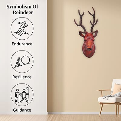 Brown Wall Hanging Leather Reindeer