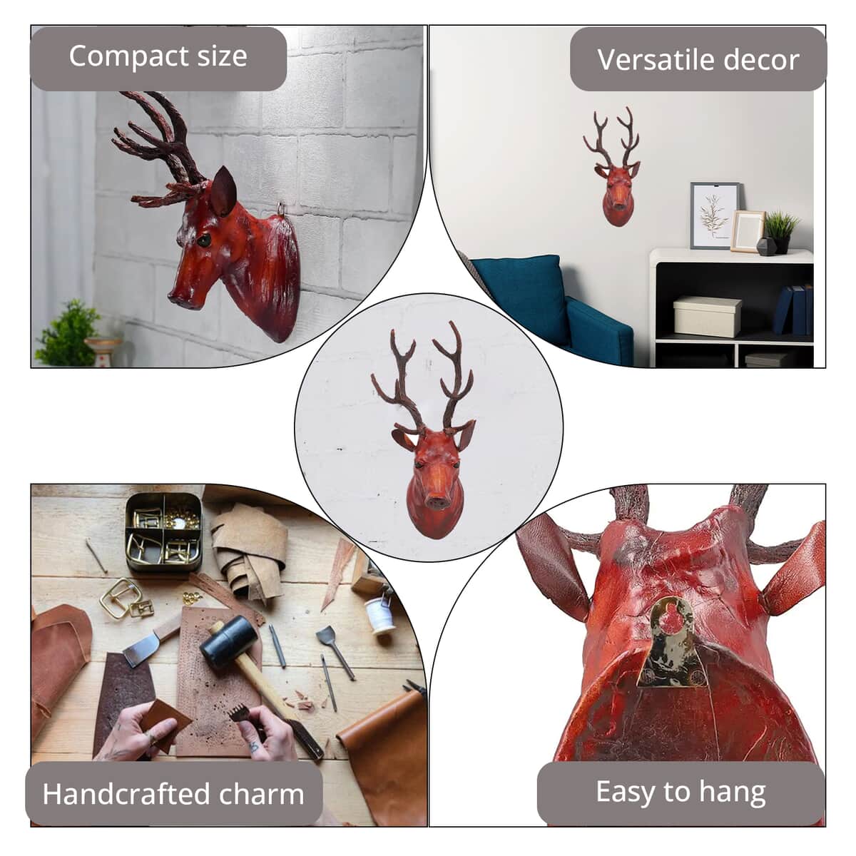 Buy Brown Wall Hanging Leather Reindeer (7.5