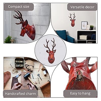 Brown Wall Hanging Leather Reindeer