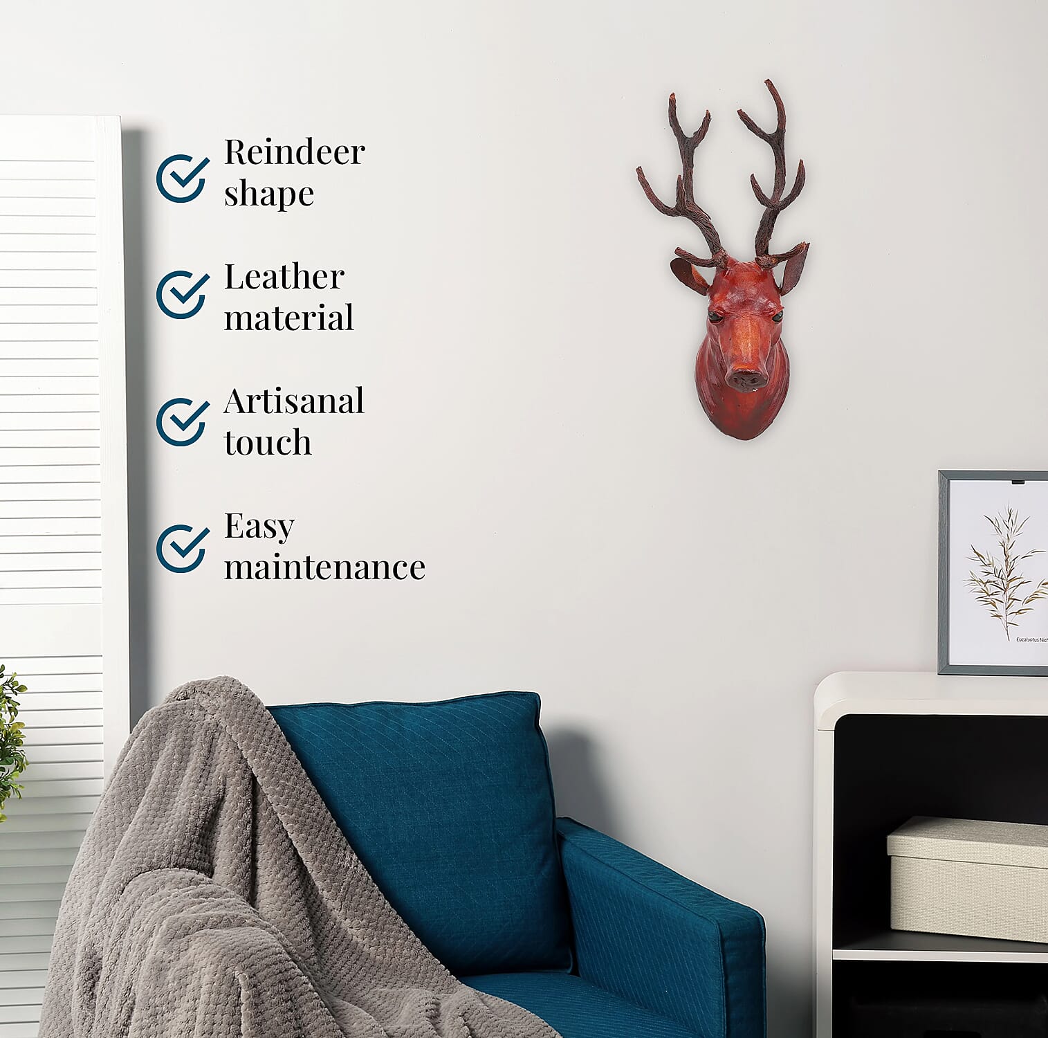 Brown Wall Hanging Leather Reindeer