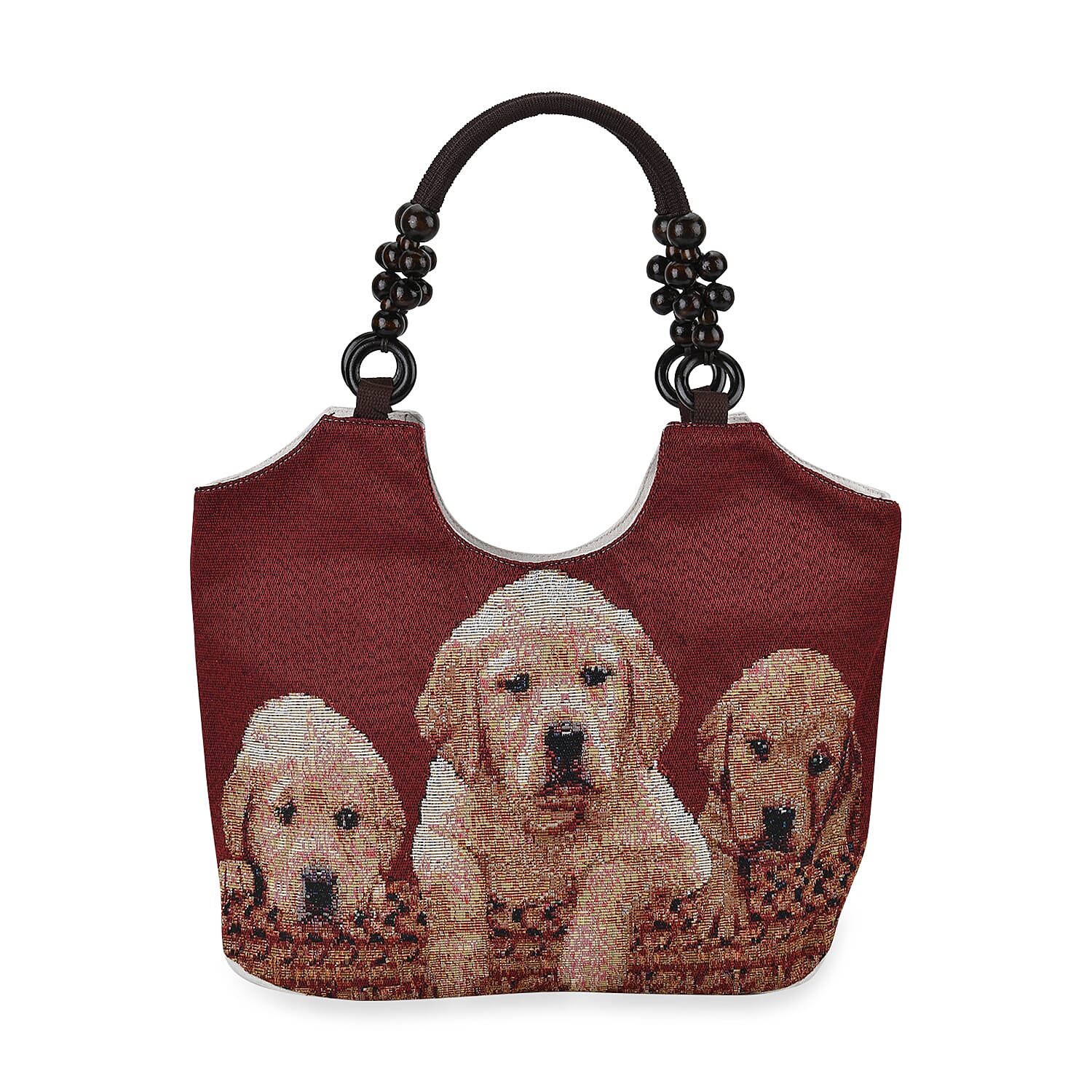 Red Dog Pattern 35% Polyester and 65% Cotton Tote Bag