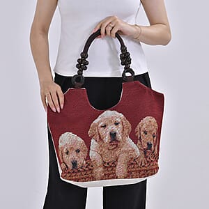 Red Dog Pattern 35% Polyester and 65% Cotton Tote Bag
