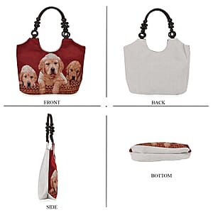 Red Dog Pattern 35% Polyester and 65% Cotton Tote Bag