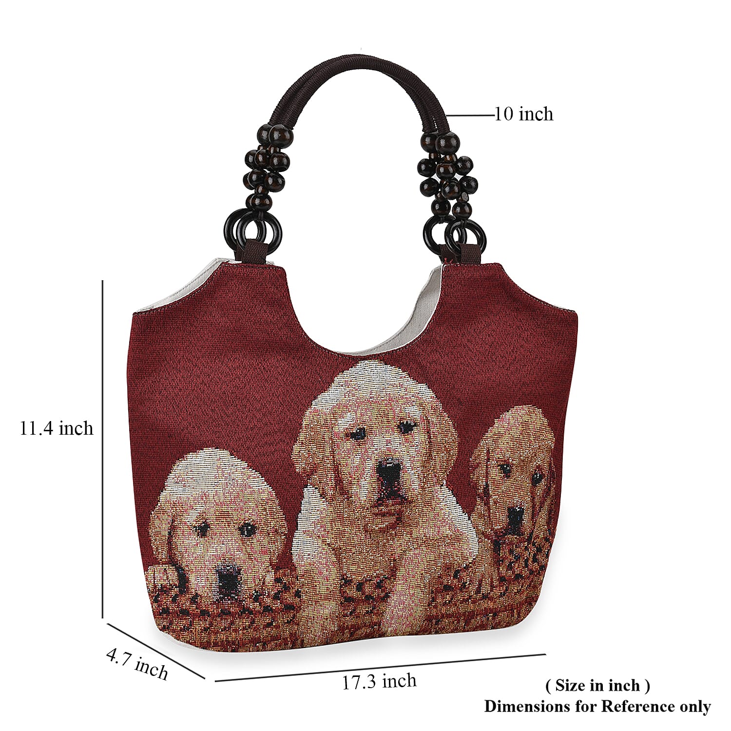 Red Dog Pattern 35% Polyester and 65% Cotton Tote Bag
