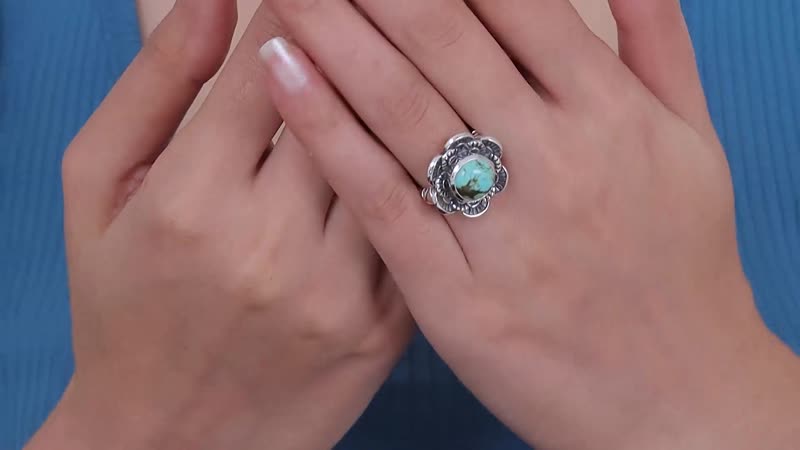 Artisan Crafted Blue Moon Turquoise Solitaire Ring in Sterling Silver (Size 10.0) 3.60 ctw