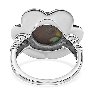 Artisan Crafted Blue Moon Turquoise Floral Ring in Sterling Silver (Size 10.0) 3.60 ctw