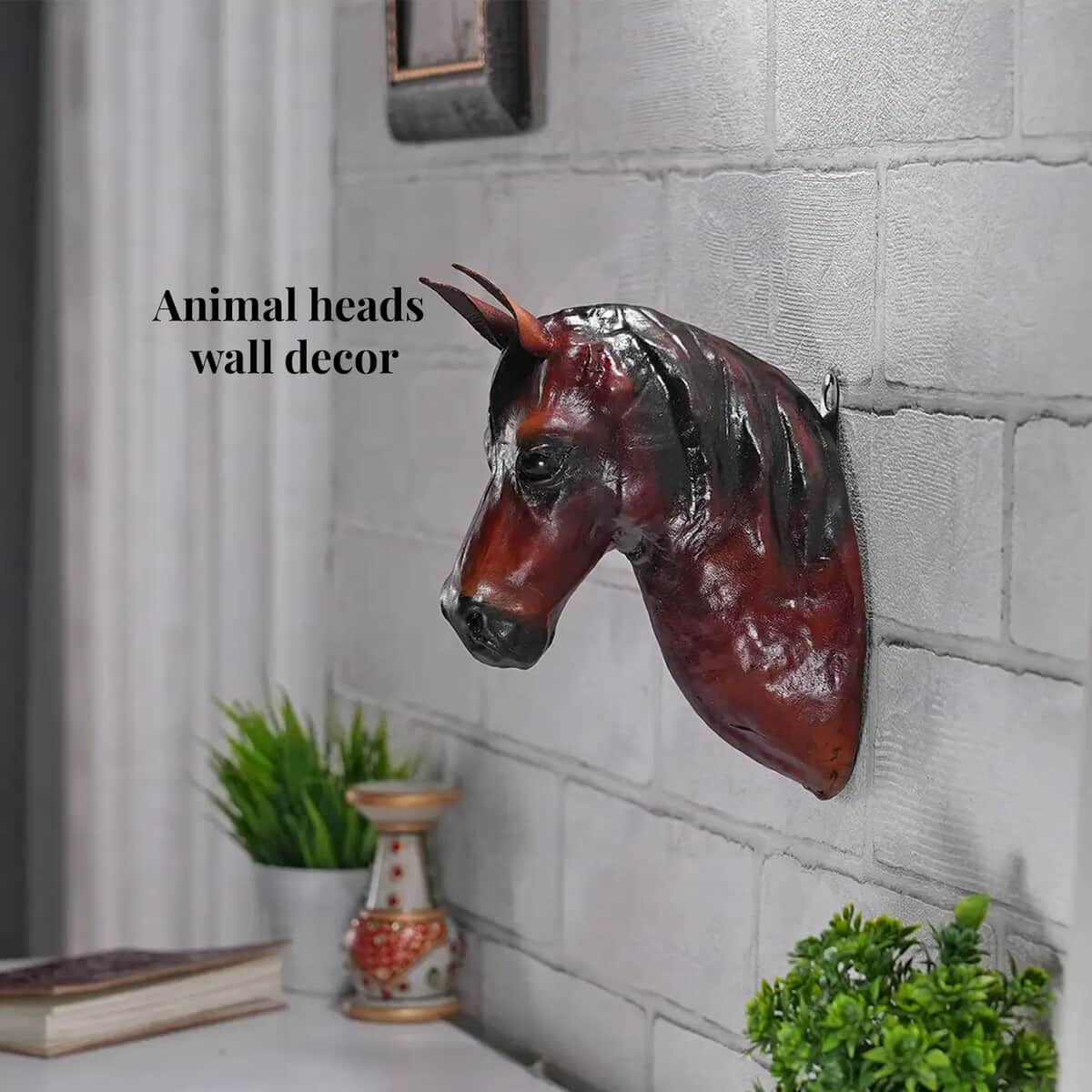 Brown Wall Hanging Leather Horse image number 2