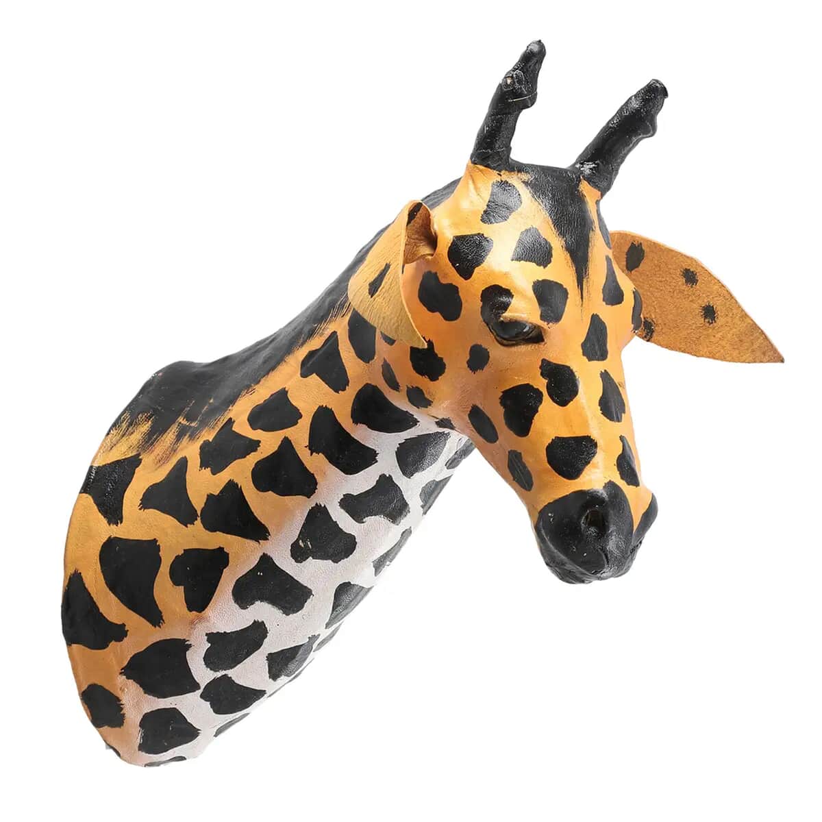 Yellow and Black Wall Hanging Leather Giraffe image number 0